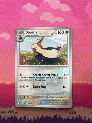 Pokemon Card Stoutland MISPRINT HOLO + REVERSE In ONE Obsidian Flames Near Mint (back)