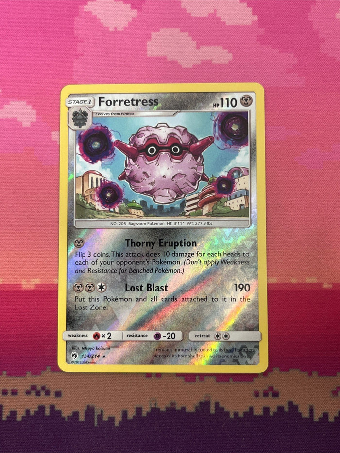 Pokemon Card Forretress Lost Thunder Reverse Holo Rare 124/214 Near Mint