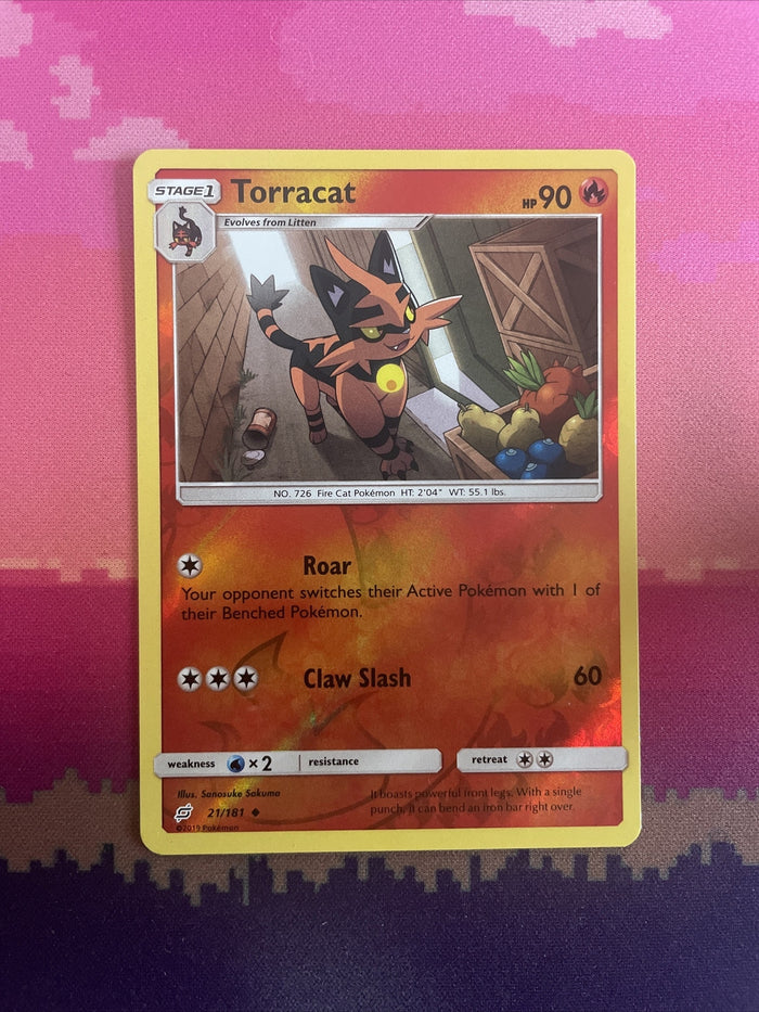Pokemon Card Torracat Team Up Reverse Holo Uncommon 21/181 NM