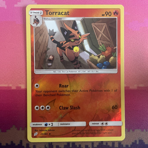 Pokemon Card Torracat Team Up Reverse Holo Uncommon 21/181 NM