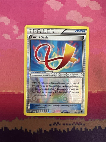 Pokemon Card Focus Sash Furious Fists Reverse Holo 91/111 Near Mint