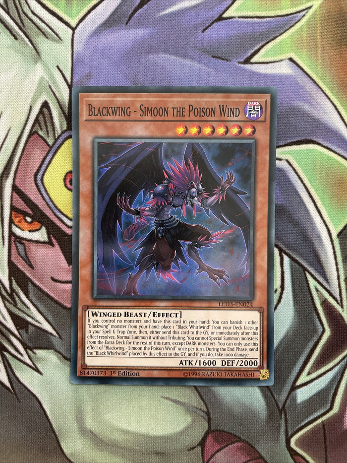 LED3-EN024 Blackwing - Simoon The Poison Wind Super Rare 1st Edition NM Yugioh