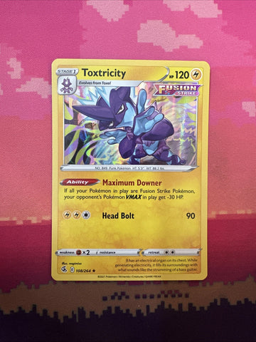 Pokemon Card Toxtricity Fusion Strike Holo Rare 108/264 Near Mint