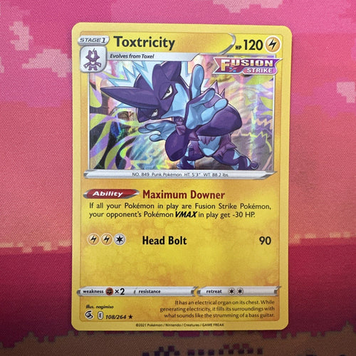 Pokemon Card Toxtricity Fusion Strike Holo Rare 108/264 Near Mint