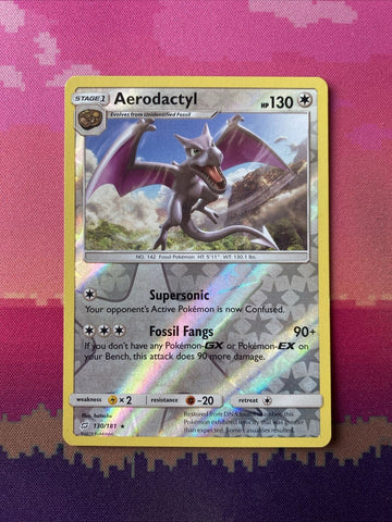 Pokemon Card Aerodactyl Team Up Reverse Holo Rare 130/181 Near Mint