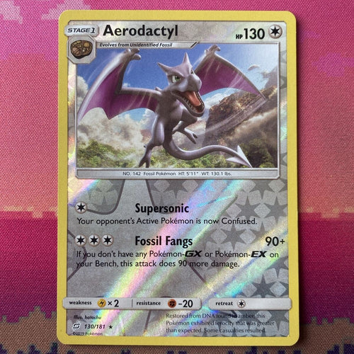 Pokemon Card Aerodactyl Team Up Reverse Holo Rare 130/181 Near Mint