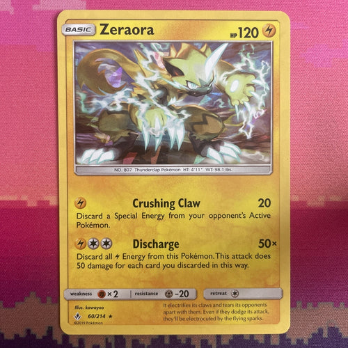 Pokemon Card Zeraora Unbroken Bonds Cracked Ice Holo Rare 60/214 NM