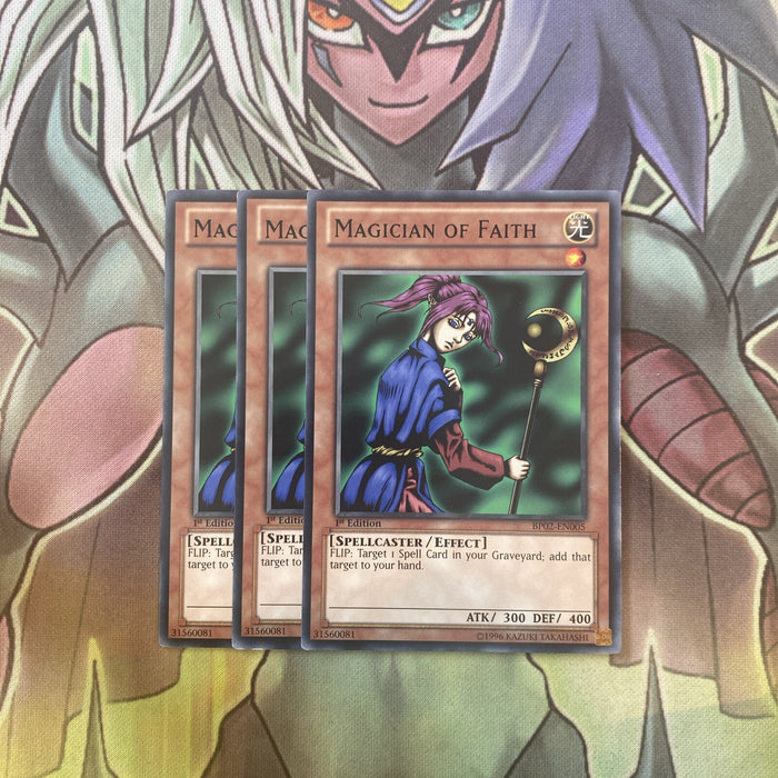 BP02-EN005 x3 Magician of Faith Black Rare Excellent Condition Yugioh