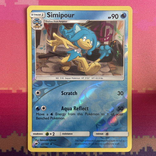 Pokemon Card Simipour Burning Shadows Reverse Holo 37/147 Near Mint
