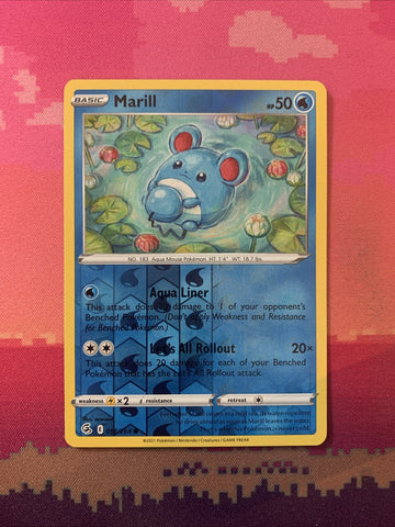 Pokemon Card Marill Fusion Strike Reverse Holo 058/264 Near Mint
