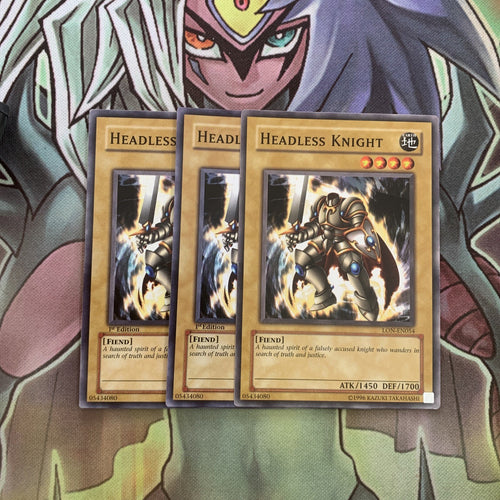 LON-EN054 x3 Headless Knight Common Excellent Condition Yugioh