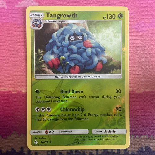 Pokemon Card Tangrowth Unbroken Bonds Reverse Holo Rare 17/214 Near Mint