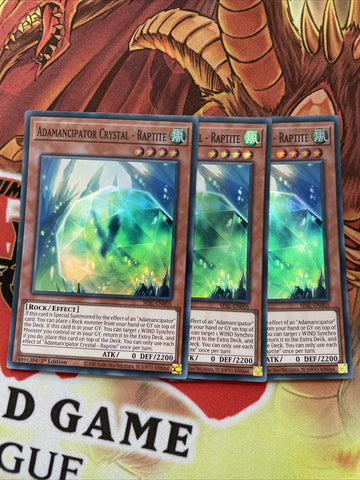 SESL-EN005 ADAMANCIPATOR CRYSTAL - RAPTITE YUGIOH CARDS X3