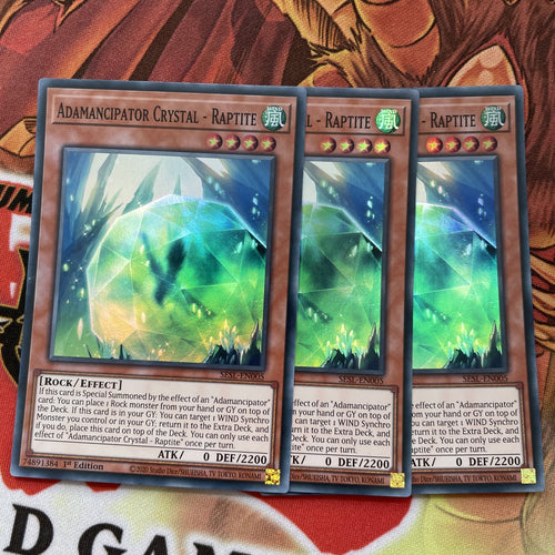 SESL-EN005 ADAMANCIPATOR CRYSTAL - RAPTITE YUGIOH CARDS X3