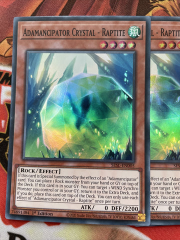 SESL-EN005 ADAMANCIPATOR CRYSTAL - RAPTITE YUGIOH CARDS X3 (back)