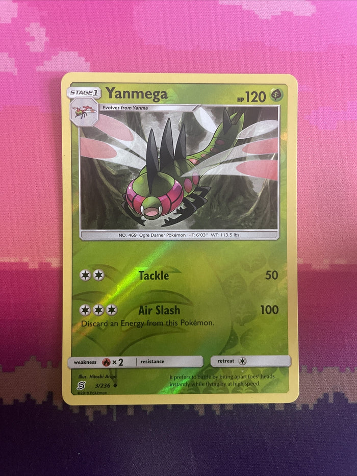 Pokemon Card Yanmega Unified Minds Reverse Holo Uncommon 3/236 Near Mint
