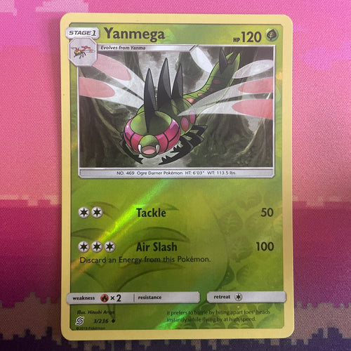 Pokemon Card Yanmega Unified Minds Reverse Holo Uncommon 3/236 Near Mint