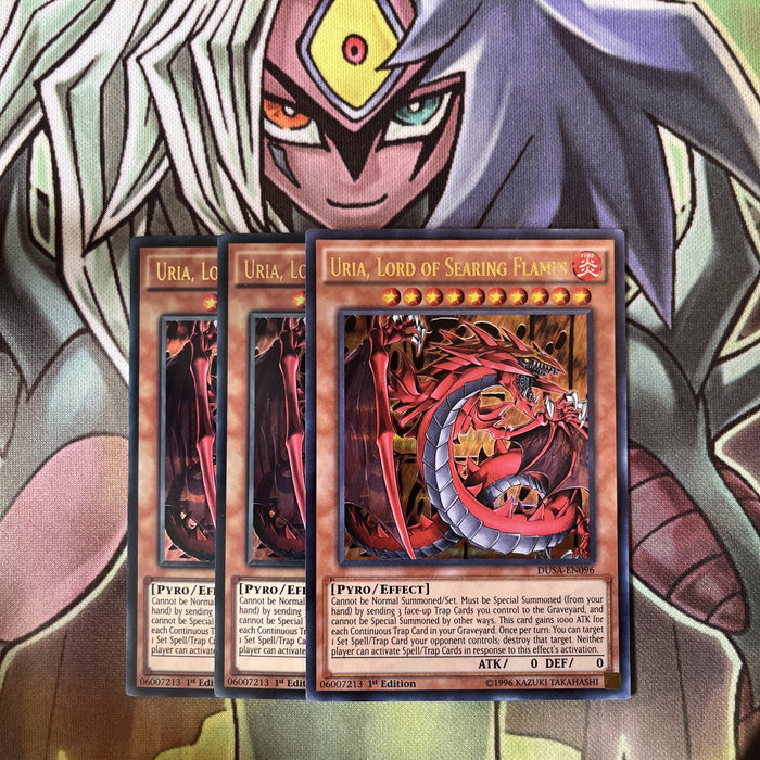 DUSA-EN096 x3 Uria, Lord of Searing Flames Ultra Rare Excellent Condition Yugioh