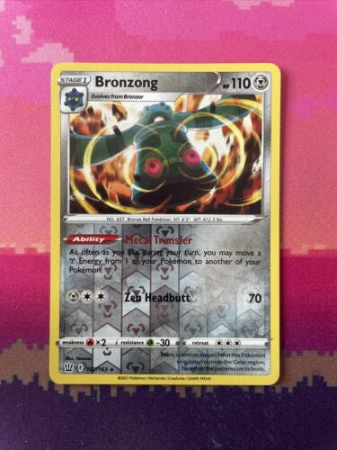 Pokemon Card Bronzong Battle Styles Reverse Holo Rare 102/163 Near Mint