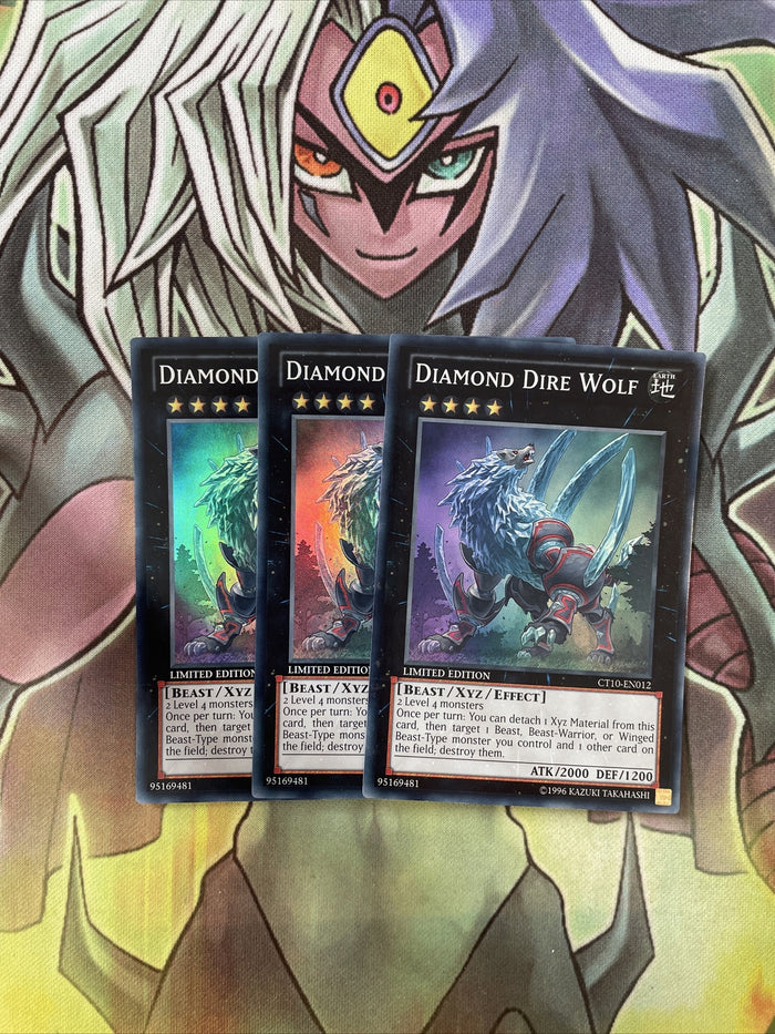 CT10-EN012 x3 Diamond Dire Wolf Super Rare Excellent Condition Yugioh