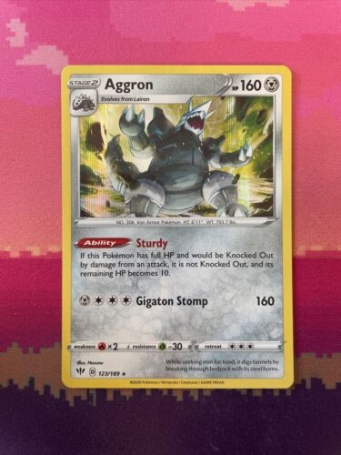 Pokemon Card Aggron Darkness Ablaze Holo Rare 123/189 NM