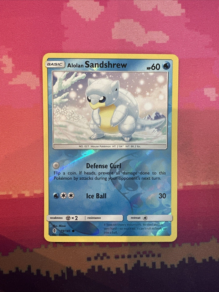 Pokemon Card Alolan Sandshrew Guardians Rising Reverse Holo 19/145 Near Mint