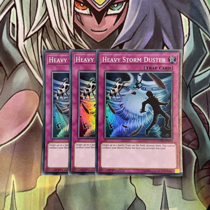 COTD-EN076 x3 Heavy Storm Duster Super Rare Excellent Condition Yugioh