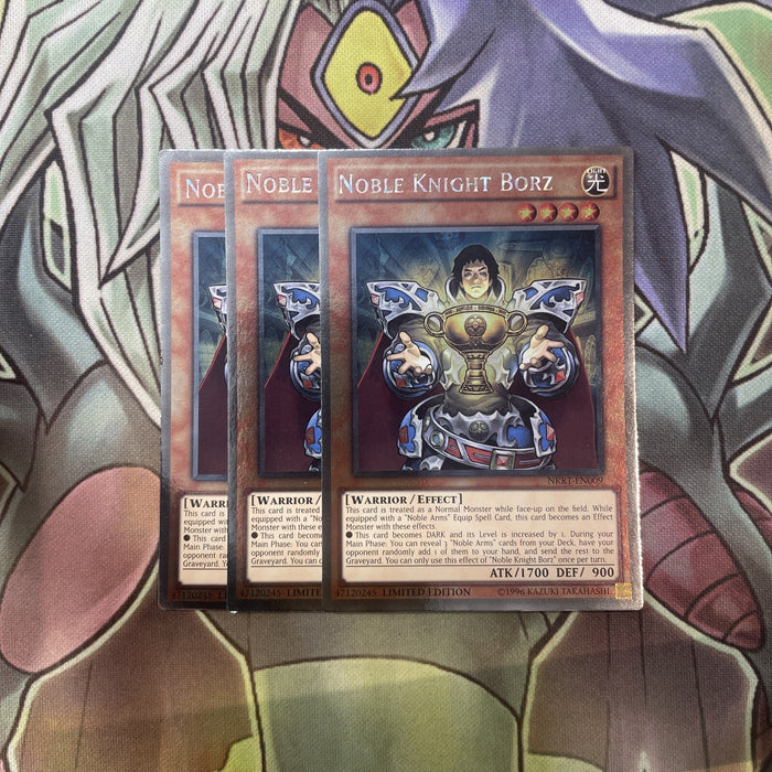 NKRT-EN009 Noble Knight Borz Platinum Rare x3 Excellent Condition Yugioh
