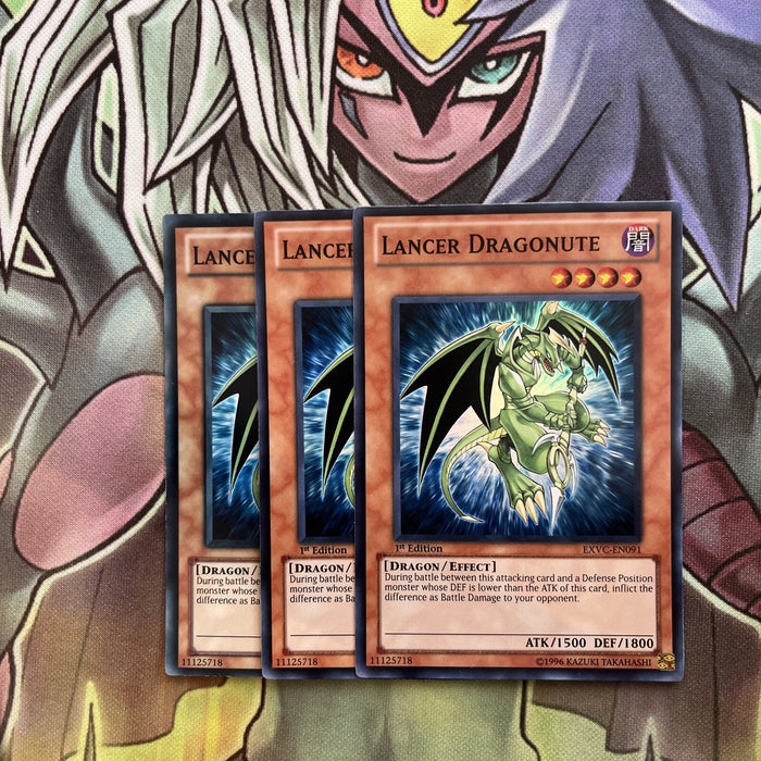 EXVC-EN091 x3 Lancer Dragonute Super Rare Excellent Condition Yugioh