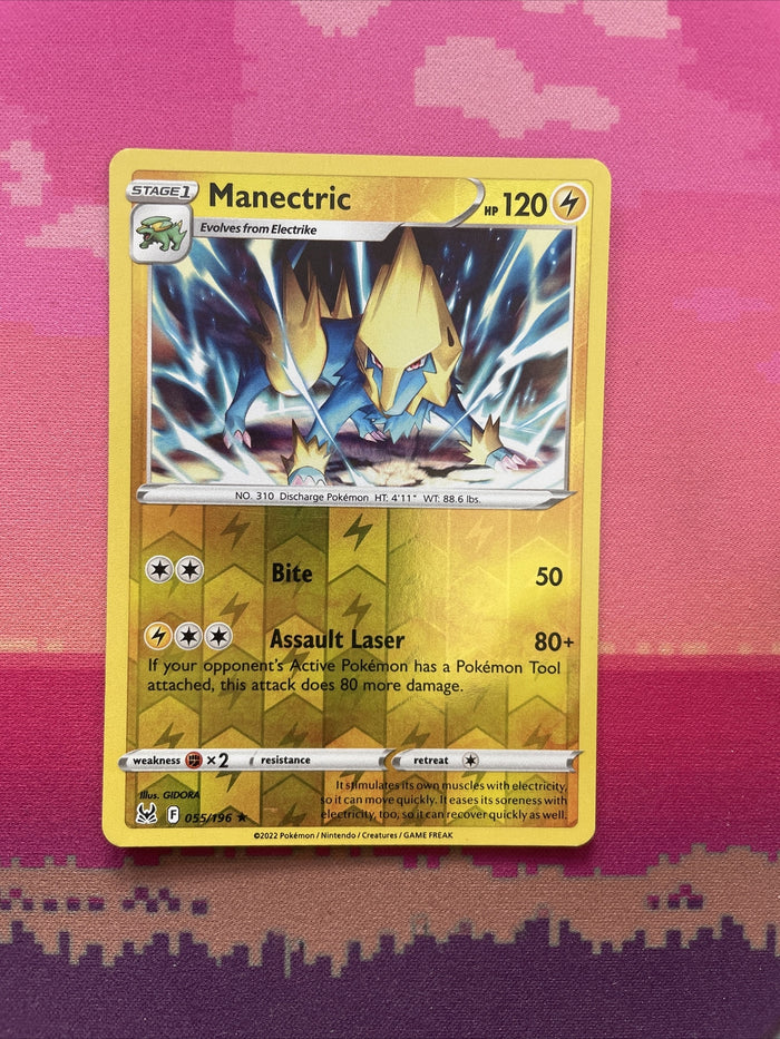 Pokemon Card Manectric Lost Origin Reverse Holo Rare 055/196 Near Mint