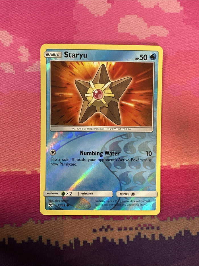 Pokemon Card Staryu Hidden Fates Reverse Holo 13/68 Near Mint
