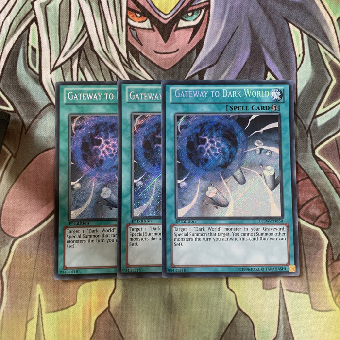 LCJW-EN250 x3 Gateway to Dark World Secret Rare Excellent Condition Yugioh