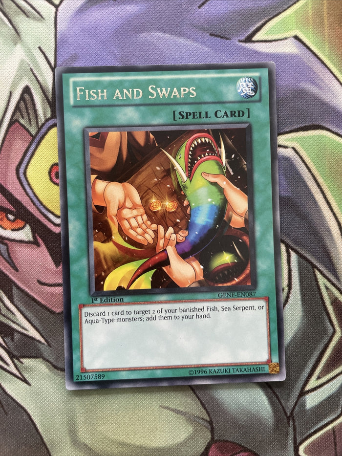 GENF-EN087 Fish and Swamps Rare 1st Edition NM Yugioh Card