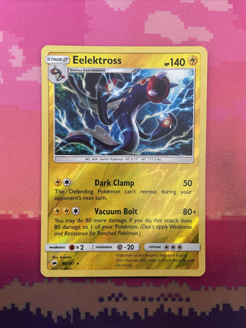 Pokemon Card Eelektross Burning Shadows Reverse Holo Rare 46/147 NM