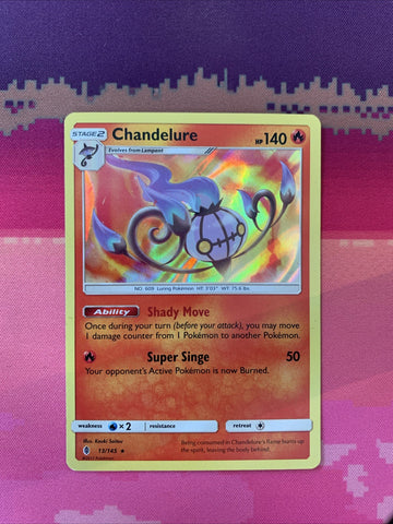 Pokemon Card Chandelure Guardians Holo Rare 13/145 Near Mint
