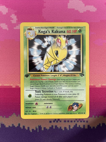 Pokemon Card Koga's Kakuna Gym Challenge 1st Edition Uncommon 47/132 Near Mint