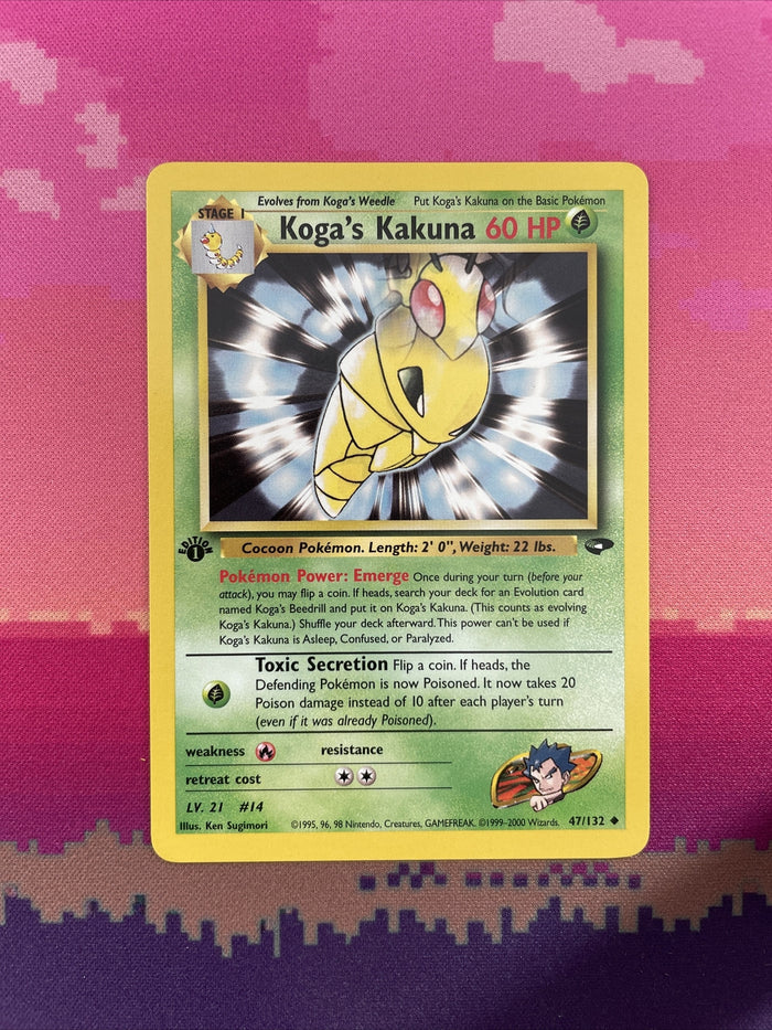Pokemon Card Koga's Kakuna Gym Challenge 1st Edition Uncommon 47/132 Near Mint