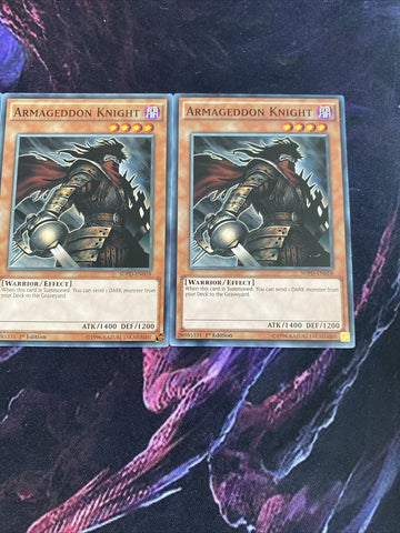 SDPD-EN018 x3 Armageddon Knight 1st Edition Mint YuGiOh Card (back)