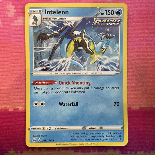 Pokemon Card Inteleon Chilling Reign Holo Rare 043/198 Near Mint