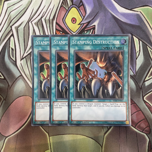 MYFI-EN051 Stamping Destruction Super Rare x3 Excellent Condition Yugioh