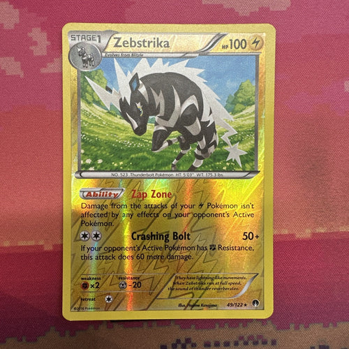 Pokemon Card Zebstrika Breakpoint Reverse Holo Rare 49/122 Near Mint