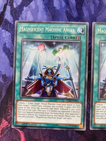 LED4-EN016 x3 Magnificent Machine Angel Rare Mint Condition Yugioh (back)