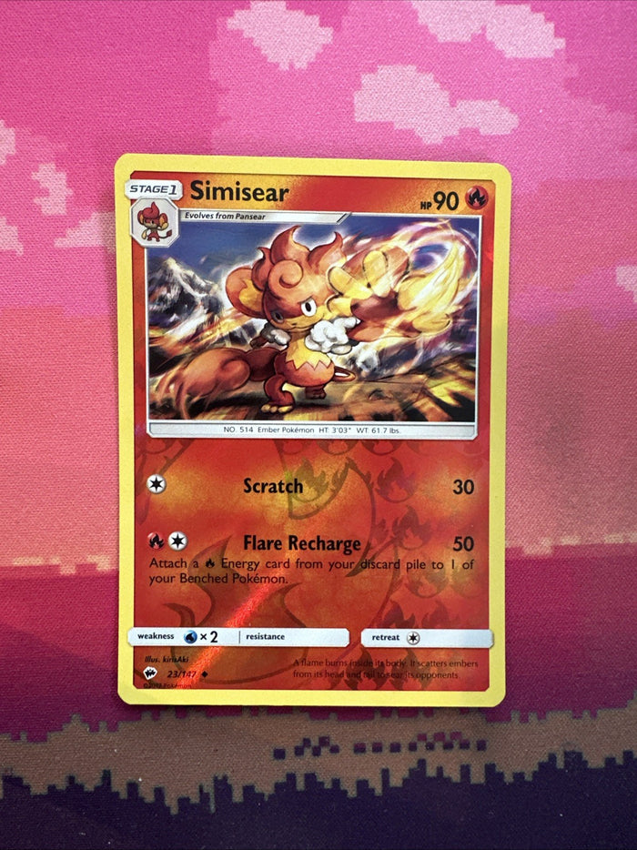 Pokemon Card Simisear Burning Shadows Reverse Holo 23/147 Near Mint