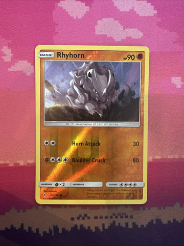 Pokemon Card Rhyhorn Unbroken Bonds Reverse Holo 93/214 Near Mint
