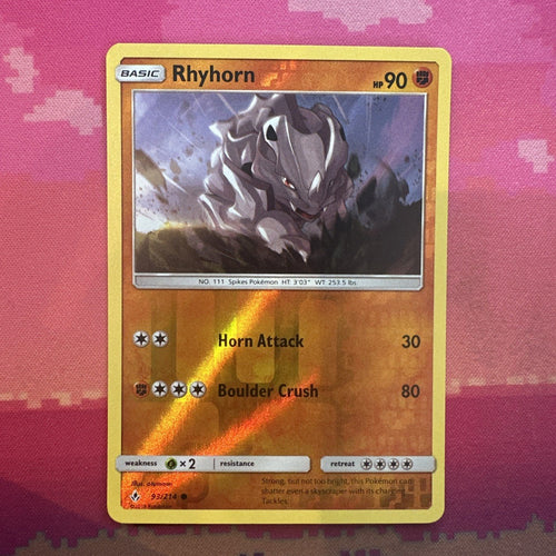 Pokemon Card Rhyhorn Unbroken Bonds Reverse Holo 93/214 Near Mint