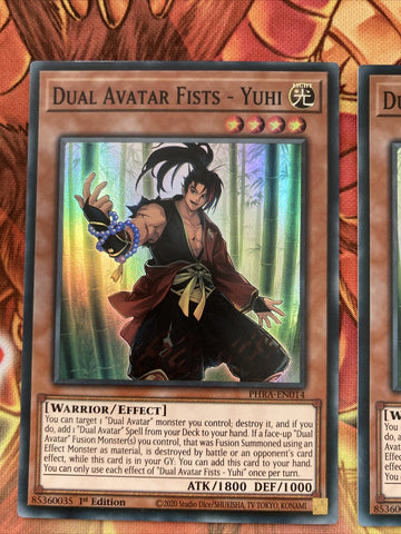 PHRA-EN014 3 x Dual Avatar Fists - Yuhi - 1st Edition - Super Rare YuGiOh NEW (back)