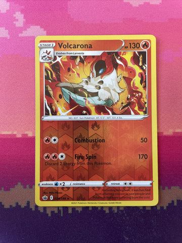 Pokemon Card Volcarona Chilling Reign Reverse Holo Rare 024/198 NM