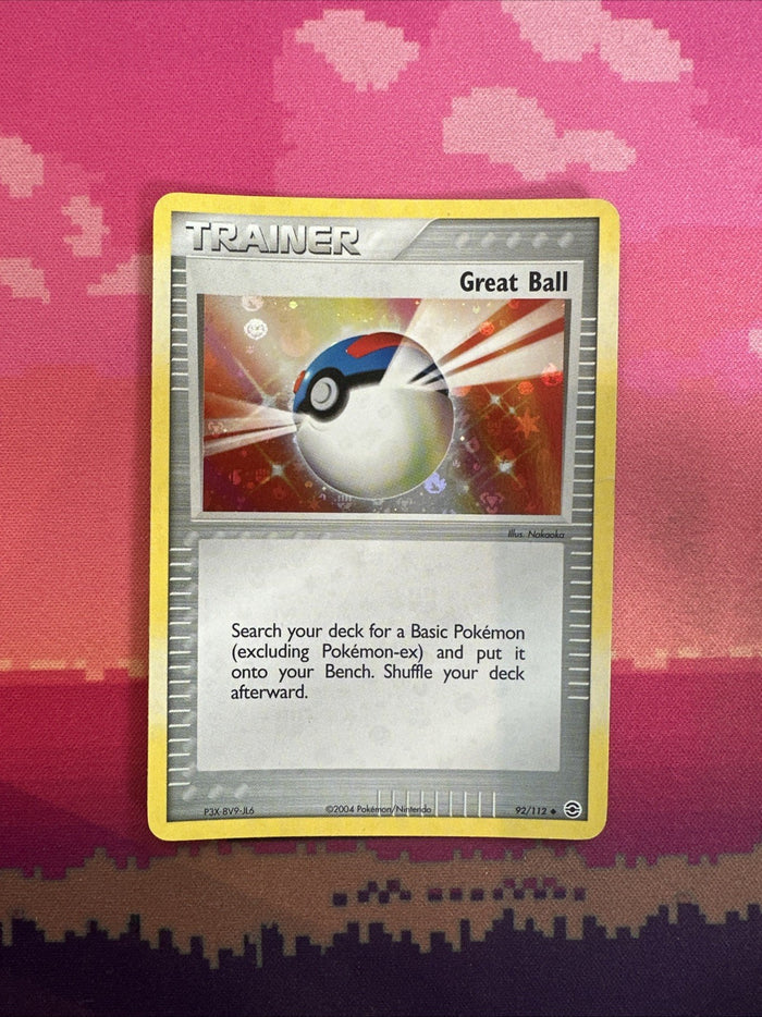 Pokemon Card Great Ball EX FireRed LeafGreen Reverse Holo 92/112 Light Play