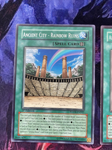 FOTB-EN045 x3 Ancient City - Rainbow Ruins Unlimited Edition Rare Yugioh Card (back)