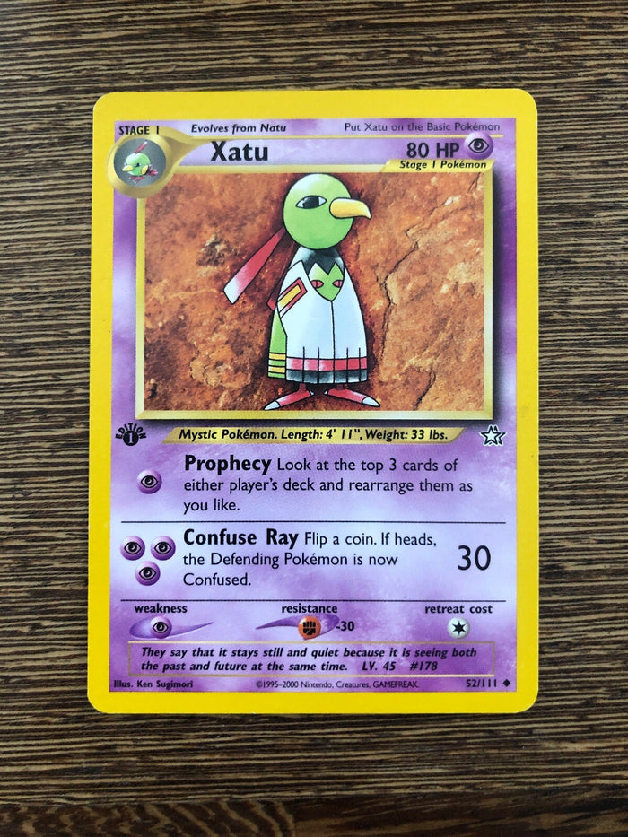 Pokemon Neo Genesis Non Holo Xatu 52/111 1st Edition NEAR MINT Condition